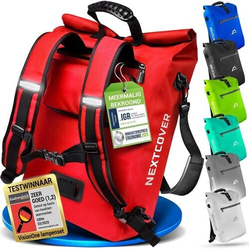 Tweedekans Nextcover 3in1 Fietstas Enkel voor Bagagedrager [PVC vrij] | Waterdichte Fietstas, Rugzak en Schoudertas 25L | Ideaal voor Laptop en Wekelijkse Aankopen | Fiets Tas Enkele | Fietstassen Tweedehands