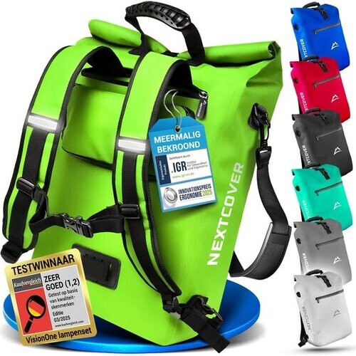 Tweedekans Nextcover 3in1 Fietstas Enkel voor Bagagedrager [PVC vrij] | Waterdichte Fietstas, Rugzak en Schoudertas 25L | Ideaal voor Laptop en Wekelijkse Aankopen | Fiets Tas Enkele | Fietstassen Tweedehands