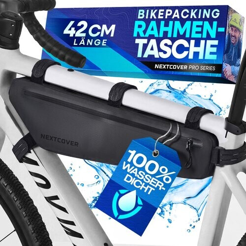 Tweedekans Nextcover Bikepacking fiets frame tas 42 cm - 100% waterdicht AquaShield TPU - down tube tas voor gravel bike, racefiets en MTB Tweedehands