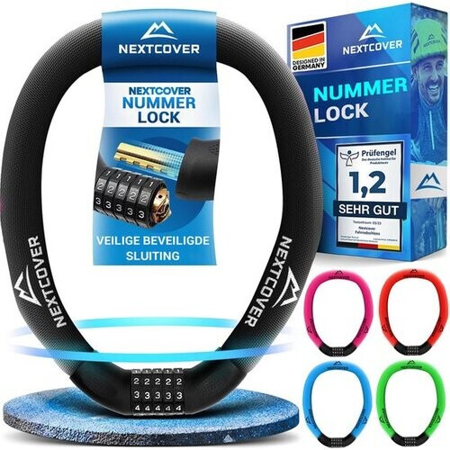 Tweedekans NEXTCOVER® Cijferslot Fietsslot - Het origineel - [SAFESECURE] Hoge veiligheid - Fietssloten met 5-cijferige cijfercode, cijferslot fiets staal - Fietsslot perfect voor e-bike - Kettingslot Zwart Tweedehands
