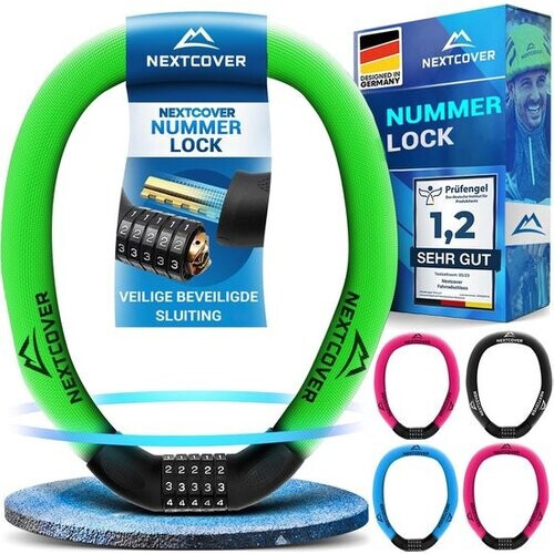 Tweedekans NEXTCOVER® Cijferslot Fietsslot - Het origineel - [SAFESECURE] Hoge veiligheid - Fietssloten met 5-cijferige cijfercode, cijferslot fiets staal - Fietsslot perfect voor e-bike - Kettingslot Groente Tweedehands