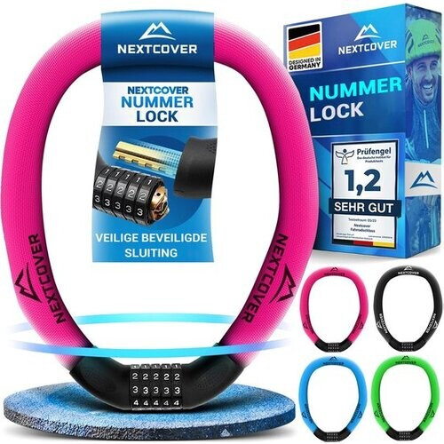 Tweedekans NEXTCOVER® Cijferslot Fietsslot - Het origineel - [SAFESECURE] Hoge veiligheid - Fietssloten met 5-cijferige cijfercode, cijferslot fiets staal - Fietsslot perfect voor e-bike - Kettingslot Roze Tweedehands