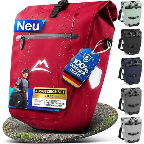 Tweedekans Nextcover Fietstas - 28L - TPU - Rolsluiting - Bagagedrager - Rood Tweedehands