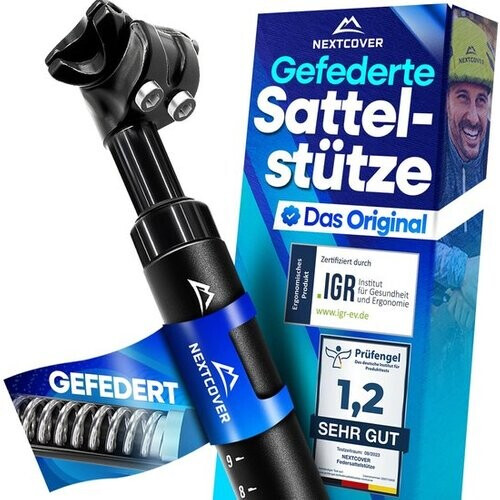 Tweedekans Nextcover geveerde zadelpen voor fiets 27.2/30.9/31.6/34.9mm – comfortvering, verstelbare zadelstang, schokdemping, geschikt voor 65-150 kg Tweedehands