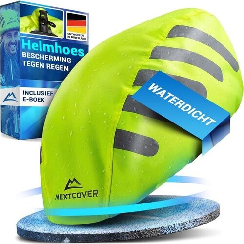 Tweedekans NEXTCOVER® Universele regenhoes voor fietshelmen - 100% wind- en waterdichte helmhoes - Reflecterende fietsregenhoes voor alle helmen - Waterdichte helmhoes met reflecterende veiligheidsmarkeringen Tweedehands