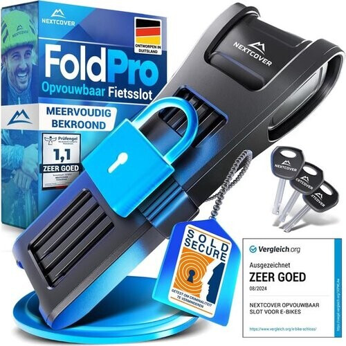 Tweedekans Nextcover Vouwslot 100cm FoldOne Pro | Fietsslot met Drie Sleutels | Fiets Slot met Houder | Slot voor Fietsen, E-Bikes, E-Scooter | SteelSecure-Technologie 3.0 Tweedehands