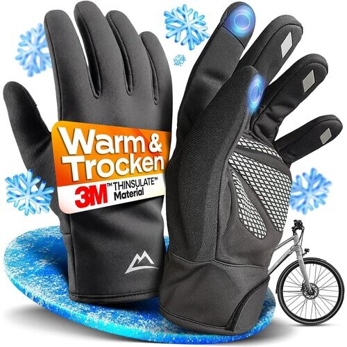 Tweedekans Nextcover® Winter fietshandschoenen heren & dames met ThermoShield 2.0 I Unisex winter fietshandschoenen in maten S-XXL I Warme & waterdichte thermo fietshandschoenen winter waterproof Tweedehands
