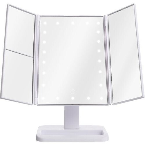 Tweedekans Nexxt Make-up Spiegel met LED Verlichting – 4-in-1 Vergrotingsspiegel (2x/3x) – Dimbaar Licht – Opvouwbaar – USB & Batterij – 180° Draaibaar - Wit Tweedehands