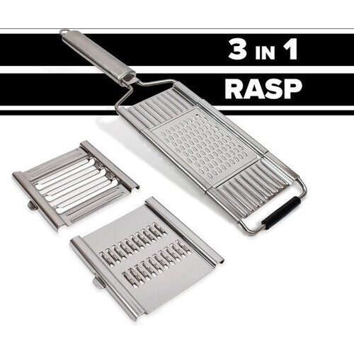 Tweedekans Nimma® Handrasp - 3-in-1 Rasp - Kaasrasp - Gemberrasp - Knoflookrasp - Groentesnijder - Mandoline Opzetstuk - Rvs Rasp Tweedehands