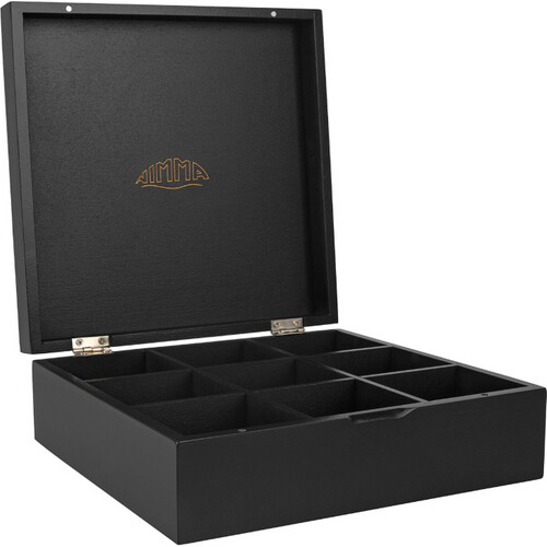 Tweedekans Nimma – Luxe Theedoos – 9 Compartimenten – Zwart Bamboe – Met Magneetsluiting & Compact Ontwerp – Thee Organizer – Stijlvol & Duurzaam Tweedehands