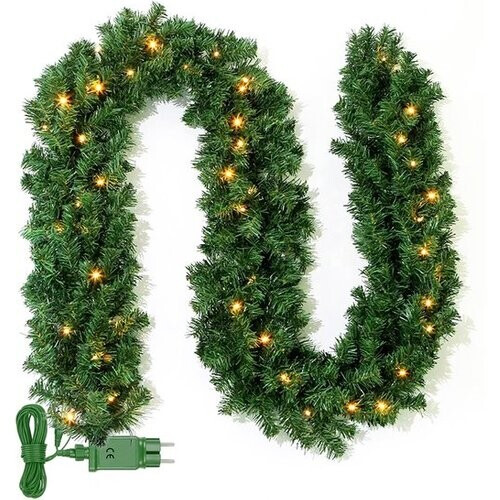 Tweedekans Nordlandia guirlande met verlichting - Timer - Kerstversiering - 270 cm - Kerstslinger - Kerstdecoratie - 35 LED - Stekker Tweedehands