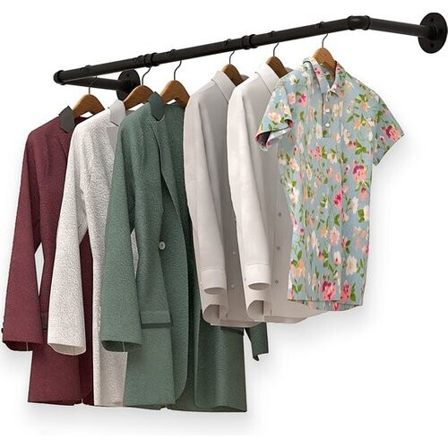 Tweedekans Noswo Kledingstang voor aan de Muur - 112 x 23.6 CM – Zwart Tweedehands