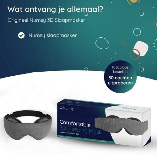 Tweedekans Numsy Slaapmasker Vrouwen en Mannen - Oogmasker Slaap - 100% Verduisterend - Donkergrijs Tweedehands