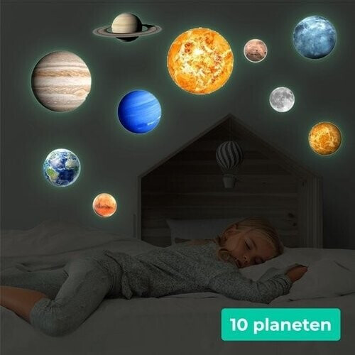 Tweedekans Nuvance - Glow in the Dark Sterren- Planeten - 10 stuks - Muurstickers Babykamer Tweedehands