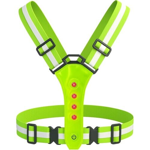 Tweedekans Nuvance Hardloopvest met Verlichting - Reflecterend Hardloopvest - 360 Graden Reflectie - Verstelbaar Running Vest - LED - Groen Tweedehands