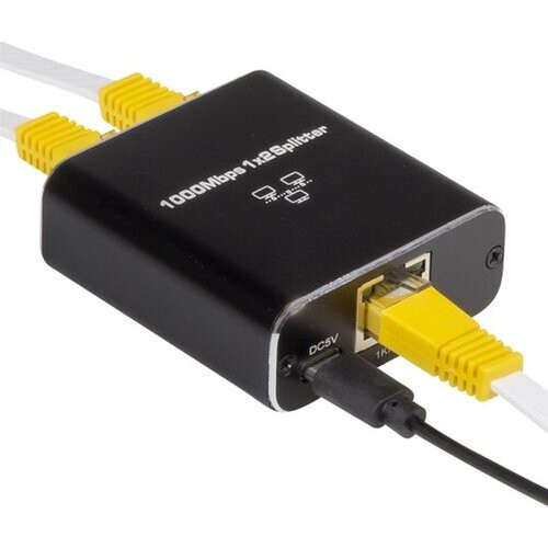 Tweedekans Nuvance - Internet Splitter - 2 Poorten - Netwerk Switch - tot 1000Mbps - Netwerk Splitter - RJ45, Cat5, Cat6, LAN, UTP, Ethernet Splitter - Zwart Tweedehands