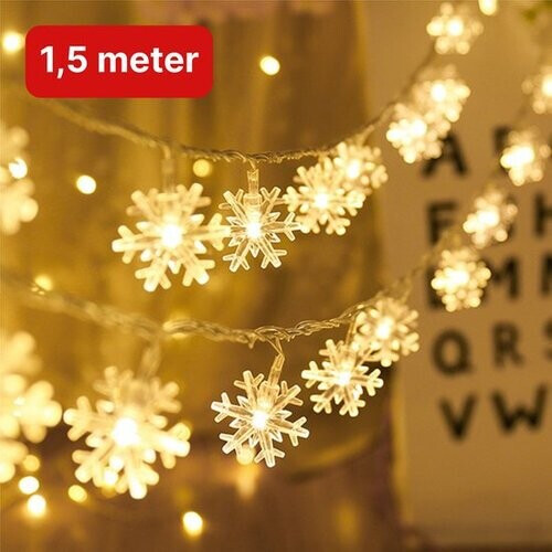 Tweedekans Nuvance - LED Sneeuwvlokken - 1.5 m - 10 sterren - Kerstverlichting voor Binnen en Buiten - Kerstdecoratie - Kerstversiering - Lichtslinger - Warm Wit Tweedehands