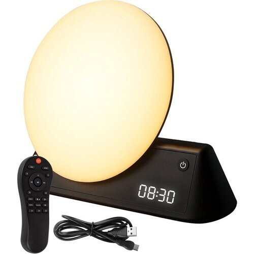 Tweedekans Nuvance Wake up light - Digitale Wekker - Nachtlamp - Slaapkamer - Slaaptrainer - met Geluiden - Speaker - Stemgestuurd Tweedehands