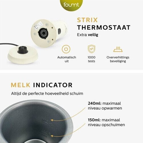 Tweedekans Ocina Elektrische Melkopschuimer - 4 in 1 - 240 ML - Greige Tweedehands