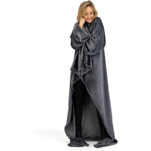 Tweedekans O'DADDY® Fleece deken - fleece plaid - fleece deken met mouwen - fleece deken 150 x 200 - fleece plaid 150x200 - super zacht - plaids met mouwen - grijs Tweedehands