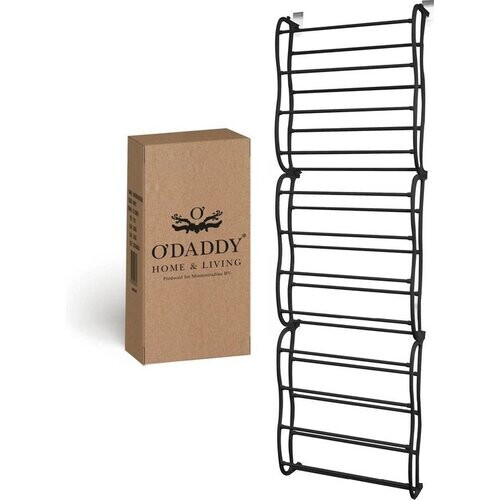 Tweedekans O'DADDY® hangend schoenenrek deur - Geschikt voor opdek en stompe deuren, beide kanten – 20 x 51 x 182 cm - Zwart Tweedehands