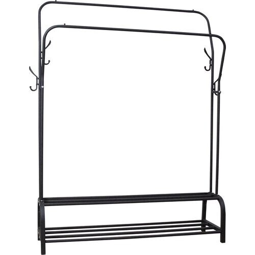 Tweedekans O'DADDY® Kledingrek Dubbel – Metaal – Met Schoenenrek – Verstelbaar – 110×33×157 cm – Zwart Tweedehands