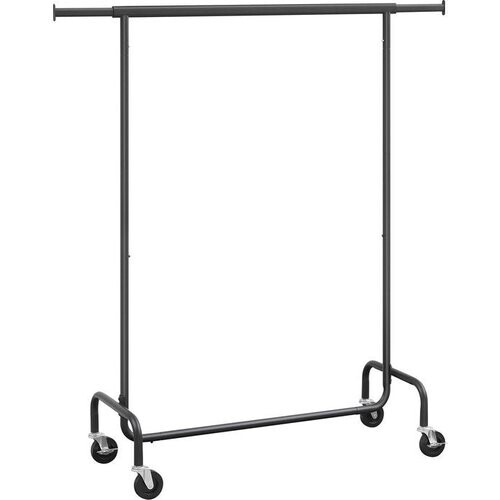 Tweedekans O'DADDY® Kledingrek op wieltjes - Garderoberek - Uitschuifbare Hangstang - Stevig Ontwerp - Stabiel tot 130kg- Metaal - Zwart Tweedehands