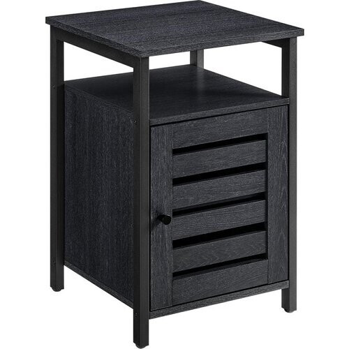 Tweedekans O'DADDY® Nachtkastjes industrieel - bijzettafel - nachtkastje met deur en planken - 40 x 40 x 60 cm - zwart / donkergrijs Tweedehands