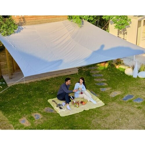 Tweedekans O'DADDY® Schaduwdoek 4x3m Rechthoek - Zonnezeil - Schaduwnet - Luifel Met Bevestiging Materiaal - Waterbestendig - UV30 Zonwering - Donkergrijs Tweedehands
