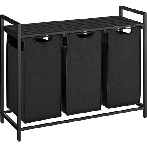 Tweedekans O'DADDY Wasmand – Met Plank & 3 Vakken – 114 liter – 92,5 x 33 x 71 cm – Dark Grey Tweedehands