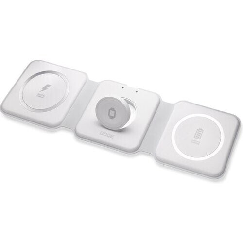 Tweedekans OOQE QCharge Pro - 3-in-1 Draadloze Oplader | 15W Snellader | Magnetisch | Opvouwbaar | Geschikt voor Samsung, iPhone & Android | Geschikt voor Apple Watch, Airpods, Galaxy Buds | Reisbestendig | Wit Tweedehands