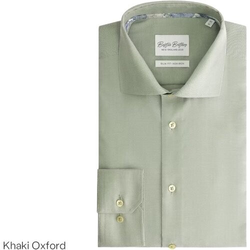 Tweedekans Oxford BBO34F110-2082-4134 Shirt LS Wide Spread Boston Brothers - Khaki - Maat 42 Tweedehands