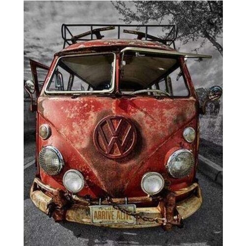 Tweedekans PaintingsCart Diamond Painting 30x40 cm – De oude rode bus – DIY Knutselset – Ontspannende Hobby Tweedehands