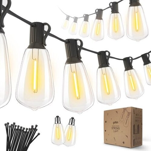 Tweedekans Partizzle 15m LED Lichtsnoer Edison - 25 Lampjes Slinger - Waterdicht Kerst Lichtslinger voor Buiten Terras en Camping - Kerstverlichting / Tuinverlichting - 2700k / Warm Wit Tweedehands