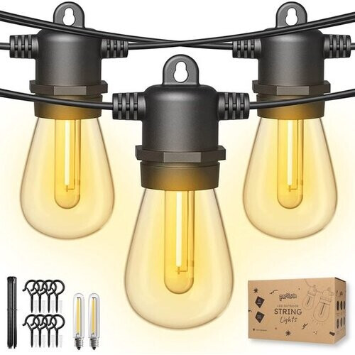 Tweedekans Partizzle 15m LED Lichtsnoer voor Buiten - Terras en Camping Tuinverlichting - Kerst Lampjes Slinger - Kerstverlichting - Waterdicht Lichtslinger - 2700K / Warm Wit Tweedehands