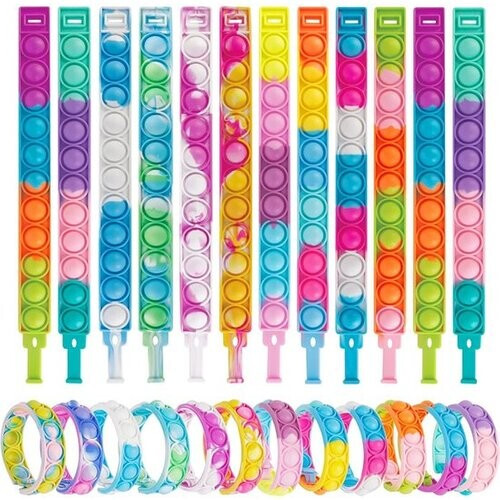 Tweedekans Partizzle 24x Fidget Toys Pop It Armbanden Pakket - Armbandjes Uitdeelcadeautjes - Grabbelton Traktatie Cadeautjes - Voor Kinderen & Peuters Tweedehands