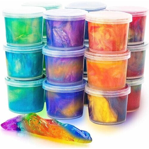 Tweedekans Partizzle 24x Galaxy Slijm Pakket - Universum Astronaut Uitdeelcadeautjes - Grabbelton Maken Slime Speelgoed - Traktatie Cadeautjes voor Kinderen - Gekleurd Tweedehands