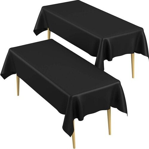 Tweedekans Partizzle 2x Plastic Wegwerp Tafelkleed - Verjaardag Versiering - Halloween Feest Decoratie - Kerst Bruiloft Huwelijk - Zwart - 274 x 137 cm Tweedehands