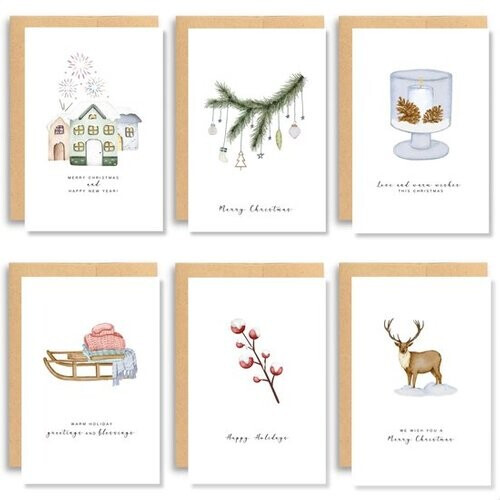 Tweedekans Partizzle 36x Luxe Kerstkaarten met Enveloppen Set - Nieuwjaarskaarten - 2025 Collectie / 12 Ontwerpen Tweedehands