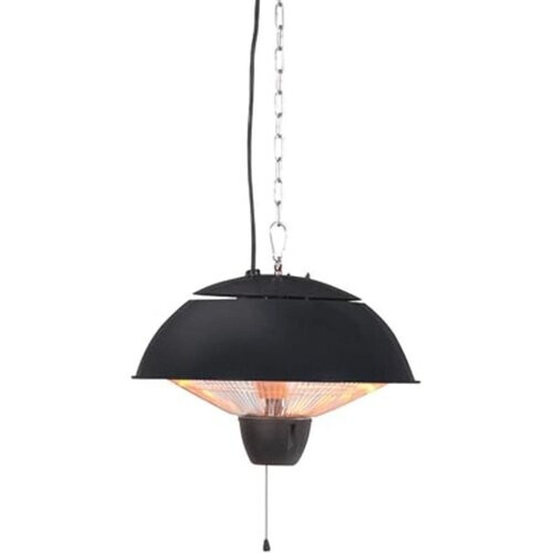 Tweedekans Perel Terrasverwarmer 1500 W halogeen plafondmontage met trekschakelaar ketting 1 warmteniveau - zwart Tweedehands