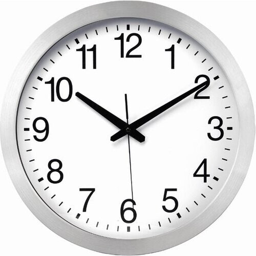 Tweedekans Perel Wandklok, rond, analoog, 40 cm, radiogestuurde tijdsaanduiding (DCF), aluminium, zilver Tweedehands