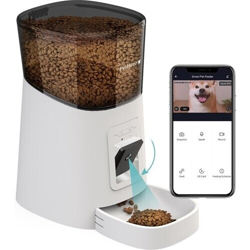 Tweedekans PetHero 3 Voerautomaat Wit - Verstelbare camera - smartphone besturing - automatische voerbak voor kat of hond - 6.0 L Tweedehands