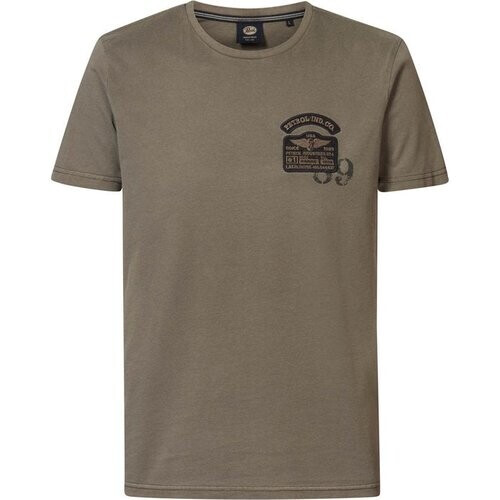 Tweedekans Petrol Industries - S - Kunstwerk T-Shirt Palmetto - Heren - Bruin Tweedehands