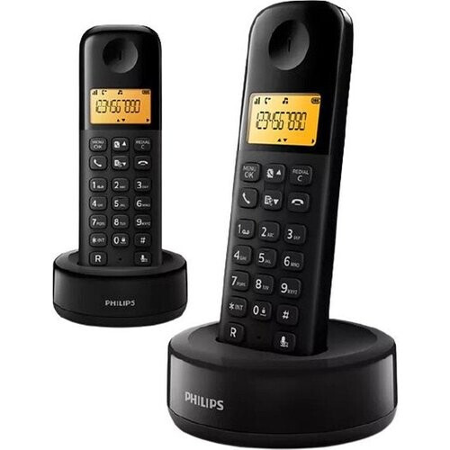 Tweedekans Philips D1602B/01 Huistelefoon - DECT Telefoon - 2 Handsets - Zwart Tweedehands