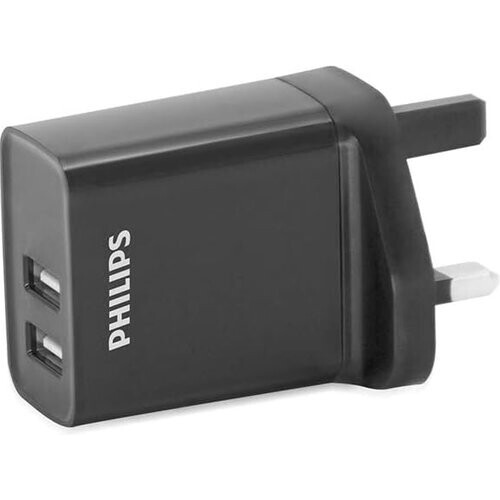 Tweedekans PHILIPS DLP2610/05 - USB wandlader - 3 pin socket - 2 USB chaging poorten - Zwart Tweedehands
