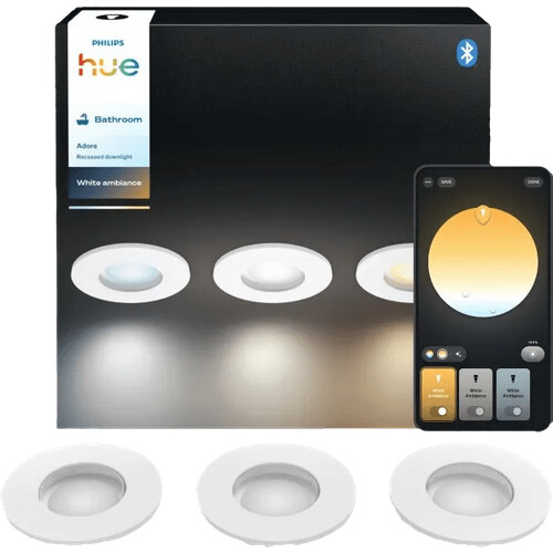 Tweedekans Philips Hue Adore badkamerinbouwspot White Ambiance Wit 3-pack Tweedehands