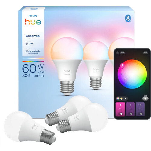 Tweedekans Philips Hue Essential A60 White and Color E27 3-pack Tweedehands