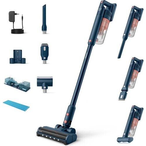 Tweedekans Philips Steelstofzuiger met Dweilfunctie XC5141/01 Aqua - Draadloos en Zonder Zak - Zuigmond met LED Verlichting - Kruimeldief - Batterijduur tot 60 min - Lichtgewicht - Blauw Tweedehands