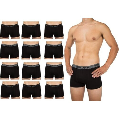 Tweedekans Pierre Calvini - Boxershort Heren - Heren Ondergoed - 12 Stuks - Maat L - Zwart - Boxershorts Korte Pijp Tweedehands