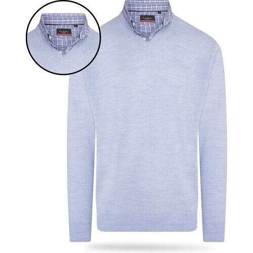 Tweedekans Pierre Cardin - Heren Sweaters Mock Pullover - Blauw - Maat L Tweedehands